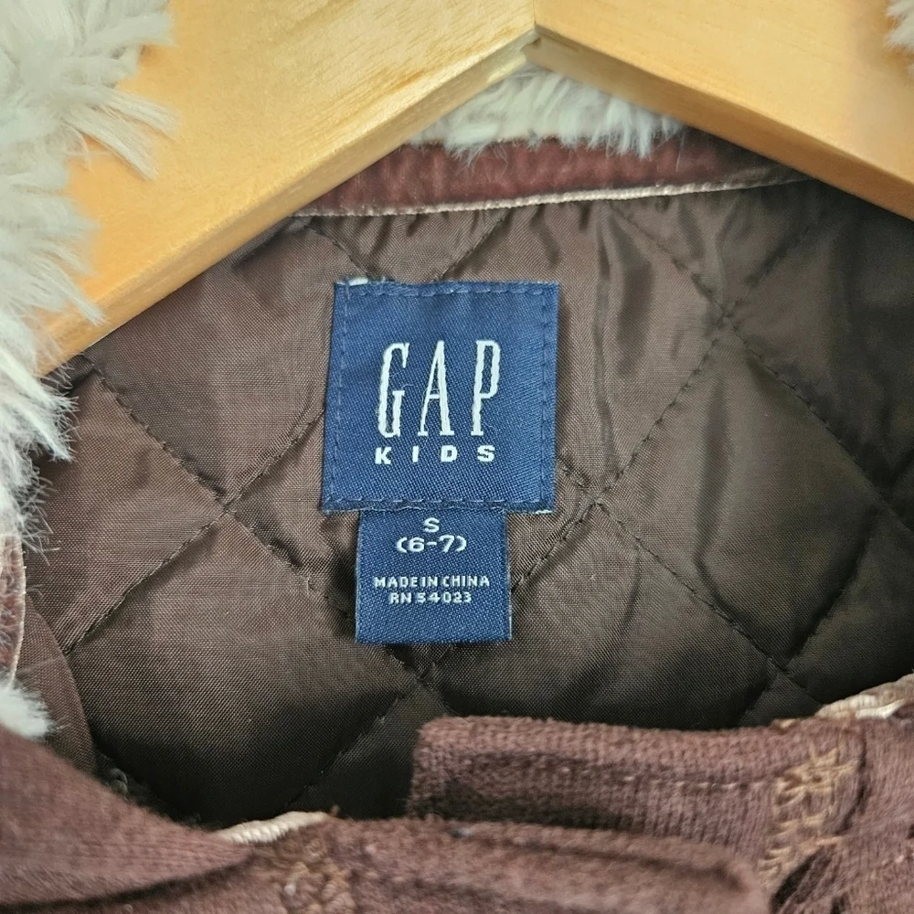 Gap Kids Heart Patches Winter Coat, Sherpa Hood, size small